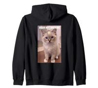Cats brain not braining funny Birman kitten cat meme Zip Hoodie