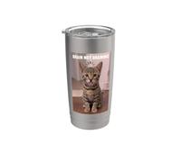 Cats Brain not braining Funny Savannah Kitten cat Meme Stainless Steel Insulated Tumbler