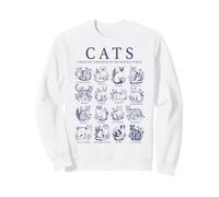 Cats Breeds Chart Vintage Botanical Cat Lover Feline Guide Sweatshirt