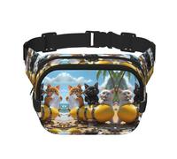 Cats Build a Lemon Printed multifunctional waist bag, unisex trendy messenger bag, travel sports storage bag