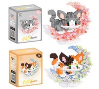Cats Building Block, 2 PCS Cat Building Blocks,Mini Build Blocks Animal Set DIY 3D Toy Particle Puzzle Build Toys Gifts for Boys Girls Age 8 9 10 + Teens Adults