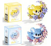 Cats Building Block, 2 PCS Cat Building Blocks,Mini Build Blocks Animal Set DIY 3D Toy Particle Puzzle Build Toys Gifts for Boys Girls Age 8 9 10 + Teens Adults