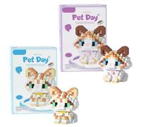 Cats Building Block Set, 2 Pcs Cats Building Block Mini Bricks Toy Animals Bricks Blocks Collection Creativity Toy Brick DIY Blocks Home Decor Ornament Gifts for Adults Teens Children (Brown, Yellow)