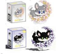 Cats Building Block Set, 2PCS Cat Building Blocks, Mini Building Blocks Animal Puzzle, 3D Building Toy DIY Blocks Home Decor Ornament Gifts for Adults Teens