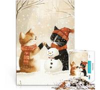 Cats Building Snowman2000 Piece teenager Puzzles Decompressing Intellectual Educational Toy Great gifts and toys 70x100cm
