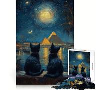 Cats by The Pyramids 1000 Piece Puzzle For Teenagers Mental Exercise Mind Calming Fun Snug Lock Holiday Treat size 38x26cm