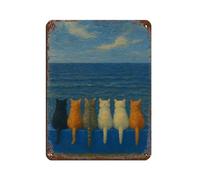 Cats by The Sea Poster Retro Poster Metal Tin Sign Chic Art Retro Iron Painting Bar People Cave Cafe Family Garage Poster Wall Decoration 12x16inch(30x40cm)