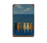 Cats by The Sea Poster Retro Poster Metal Tin Sign Chic Art Retro Iron Painting Bar People Cave Cafe Family Garage Poster Wall Decoration 8x12inch(20x30cm)