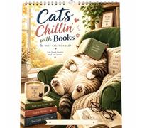 Cats Chillin with Books 2027 Wall Calendar,2027 Cat Reading Calendar | Bookish 12 Monthly Hanging Planner with Cute Reading Kitty Illustrations for Home & Office, Gifts for Cat Lovers