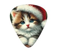 Cats-Christmas-Santa-Hat 12 Pack Guitar Picks With 3 Thicknesses And Storage Box, Abs Plectrums For Electric Bass Guitar Players