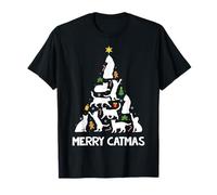 Cats Christmas Tree Boys Girls Meowy Catmas Funny Cat Xmas T-Shirt