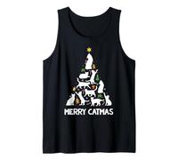 Cats Christmas Tree Boys Girls Meowy Catmas Funny Cat Xmas Tank Top