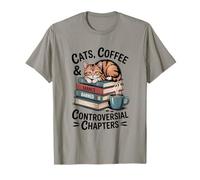 Cats Coffee & Banned Books Bookworm Reading T-Shirt