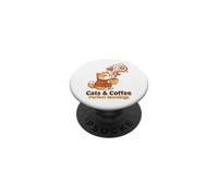 Cats Coffee Cozy Morning Aesthetic Lovers Design PopSockets Adhesive PopGrip
