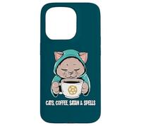 Cats, Coffee, Satan & Spells Cute Occult Cat Case for iPhone 15 Pro