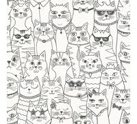 Holden Décor Cats Colour-Me Wallpaper Black / White Holden 14070