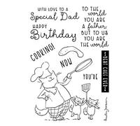 Cats Cooking for His Baby Dies and Stamp Sets for Card Making with Love to A Special Dad,Happy Birthday Alphabets Clear Rubber Stamp for DIY Scrapbooking Paper Crafting Handmade Craft Die Cuts