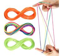 Cats Cradle 3 Pieces Rainbow Colour Fumble Finger Thread Rope Toy Supplies Finger Game Developmental Toy for Teens Adults Stimulate Creativity (Yellow)