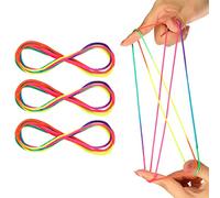 Cats Cradle 3 Pieces Rainbow Colour Fumble Finger Thread Rope Toy Supplies Finger Game Developmental Toy for Teens Adults Stimulate Creativity