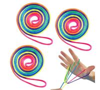 Cats Cradle Coloured String 3 Pcs Rainbow Colour Fumble Finger Thread Rope Toy Supplies Flexible Finger String Games Developmental Toy for Teens Adults Stimulate Creativity Party Games