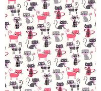Cats Cretonne 4 - Pink - Sold by The Meter from 0.5 m - Oeko-Tex Standard 100 Product Class I - to sew Bags, Throws and Blankets and Bed Linen