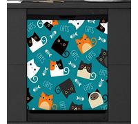 Cats Cute Dishwasher Magnetic Cover Kitchen Decor Animals Front Dishwasher Refrigerator Magnetic Cover Sticker Appliance Decorative Cover 23 x 26 Inches