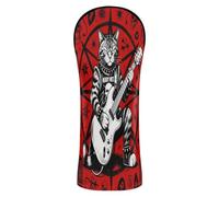 Cats Death Music Red Golf Cover Premium Leather Accessories with Interchangeable No. Tags for Fairway Wood Hybrid