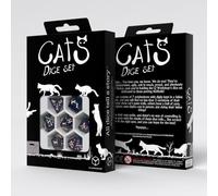 Cats Dice Set Mittens by Q-Workshop | Ages 14+ | Polyhedral RPG Dice with Cat Designs, Green Blue & Beige Tabletop Gaming Dice Set