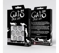 Cats Dice Set Purrl by Q-Workshop | Ages 14+ | Pearl White & Gold Polyhedral RPG Dice Set with Cat Designs for DND Pathfinder Tabletop Games