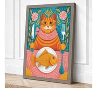 Cat's Dinner Table Eclectic Canvas Wall Art Print 30x20 Inch