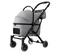 Cats Dogs Pet Pushchair,Waterproof Pad Seat Sun Shade Pet Lightweight Foldable Dog Cat with Removable Canopy,360 °Wear-Resistant Rubber Wheels Mini Travel Multiple Pets