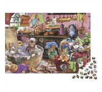Cats Doing Laundry 1000 Pieces Busy Cats Premium Cardboard Jigsaw Puzzle for Adults Parent-child Interaction Senior Citizens Staycation Entertainment Limited Edition 52x38cm/1000pcs