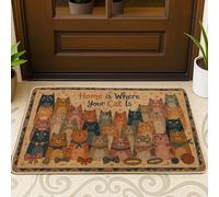 Cats Door Mat, Fanciful Playful Bowties Yarn N/a Warm Non-Slip Dirt Trapper Back Doormat Entryway Decor for Front Porch Bathroom Office 29x17 Inch