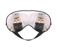 Cats Double Sided Sleep Mask, Adjustable Blackout, Silk-Like Eye Mask for Sleeping,Travel, Soft, Breathable, Lightweight Comfortable Blindfold