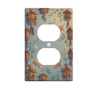 Cats Duplex Outlet Covers Wall Plate, Rustic Fanciful Birds Cuckoo Clocks Spring Brown Plastic Standard Size Face Plates for Electrical Outlets for Living Room Bedroom Home Office Decor