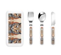 Cat's Eye 3-Piece Stainless Steel Children's Cutlery Set Perfect for Parties picnics and Dinners