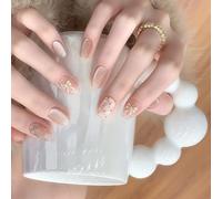 Cats Eye Artificial Nails Short Square Press on Nails with Bows Full Covers Acrylic False Nails For Social Gatherings
