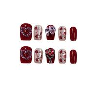 Cats Eye Press On Nails Short Square Fake Nails Acrylic False Nails Stick On Nails Glues On Nails Valentines False Nails