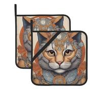 Cat's Eye Set of 2 Kitchen Potholders Oven Potholders for Cooking and Baking 8 x 8 Inches