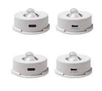 Cat's Eye Small Round Motion Sensor Light Build in Rechargeable Battery Magnetic LED Ceiling Light for Cupboard,Storage Rack,Entrance Hall,Wine Cabinet. (4 Packs)