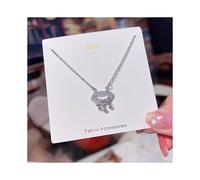 (Cat's eye stone longevity lock) Fashionable bow pendant, silver full diamond collarbone chain