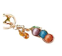 Cat's Eye Stone Pineapple Keychain, Chinese Auspicious Symbols Keychain,with Fu Character, Wealth God & Jade Ruyi,Great for Gift Giving