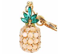Cat's Eye Stone Pineapple Keychain, Chinese Auspicious Symbols Keychain,with Fu Character, Wealth God & Jade Ruyi,Great for Gift Giving