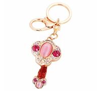 Cat's Eye Stone Pineapple Keychain, Chinese Auspicious Symbols Keychain,with Fu Character, Wealth God & Jade Ruyi,Great for Gift Giving