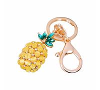 Cat's Eye Stone Pineapple Keychain, Chinese Auspicious Symbols Keychain,with Fu Character, Wealth God & Jade Ruyi,Great for Gift Giving