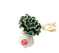 Cat's Eye Stone Pineapple Keychain, Chinese Auspicious Symbols Keychain,with Fu Character, Wealth God & Jade Ruyi,Great for Gift Giving