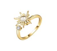 Cat's Eye Stone Sun Fidget Anxiety Relief Ring Cz Rhinestone Zircon Open Adjustable Spinner Finger Band Stackable Rings for Women Stress Relieveing Boredom Adhd Autism Graduation Jewelry Promise Gift