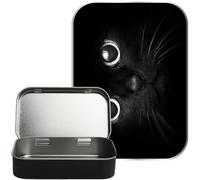 Cats Eyes 50ml Black hinged tin, Tobacco tin, Pill Box by TEEZ