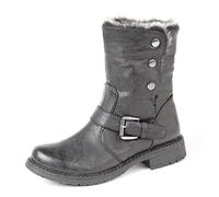 Cats Eyes Biker Low Winter Faux Fur Ankle Bootie Black