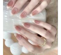 Cats Eyes Fake Glitters Designs Full Covers Glues On Glossy Acrylic Artificial Acrylic Fake Nail